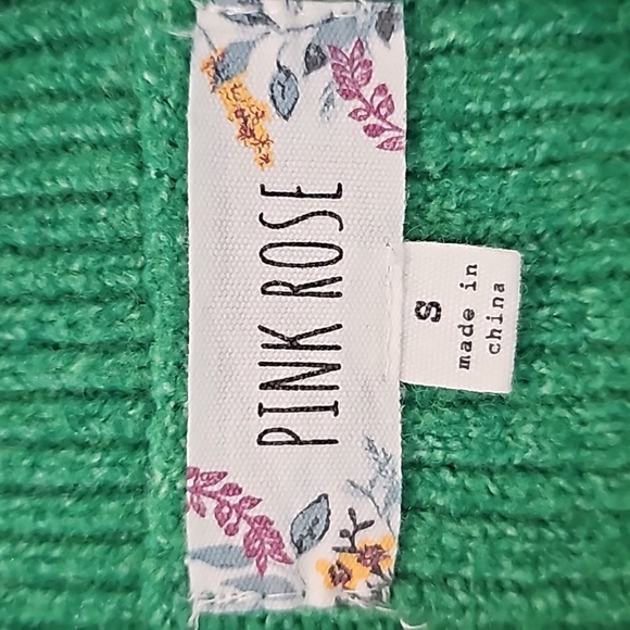 Anthropologie Pink Rose drop sleeve crew neck sweater Kelly Green size Small - Picture 5 of 6